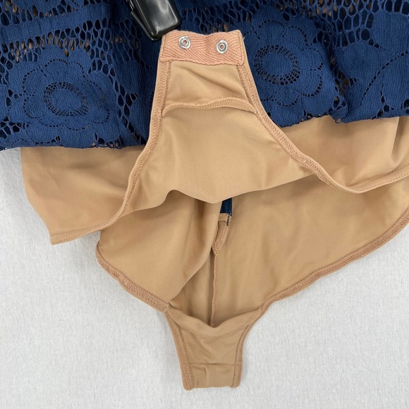 FOR LOVE & LEMONS Gianna Lace Midi Dress Womens XS Blue Bodysuit Bodycon - Picture 10 of 12